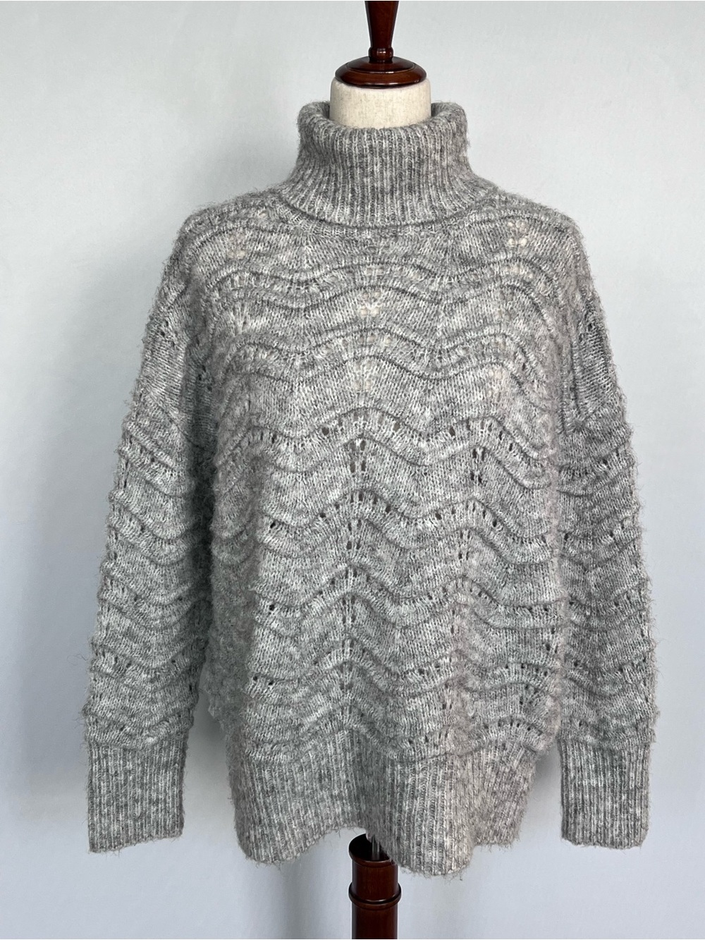 Love Token Gray Wave Super Soft Cable Turtleneck Sweater